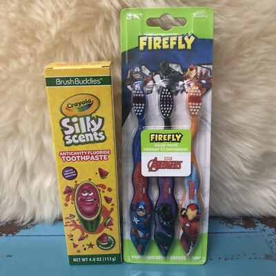 Bundle Firefly Avenger 3pack Soft Toothbrush And Brush Buddies Silly Scents TP
