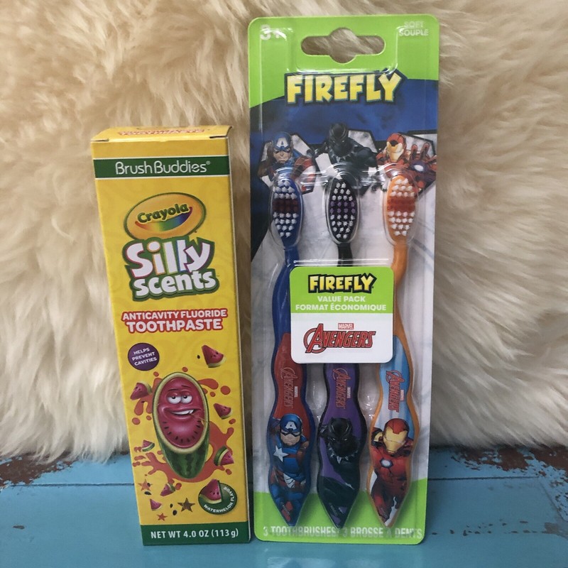 Bundle Firefly Avenger 3pack Soft Toothbrush And Brush Buddies Silly Scents TP