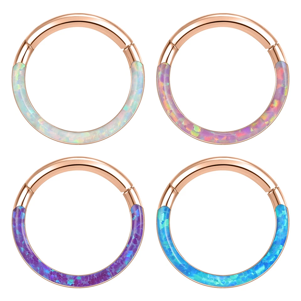 Anillos de tabique nariz ópalo 16G aro de acero inoxidable hélice Daith tragus torre pendientes Foto 3 de 4