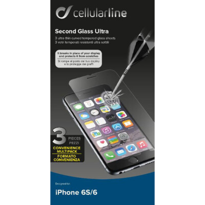 Cellularline Ultra 3 Stück Packung Display Schutz Glas für Apple iPhone 6 6s 469