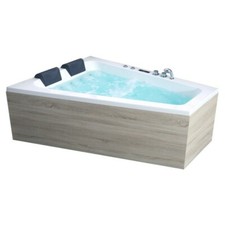 Whirlpoolwanne 170x130 cm weiß Holz-Schürze Whirlpool Badewanne Eckbadewanne 