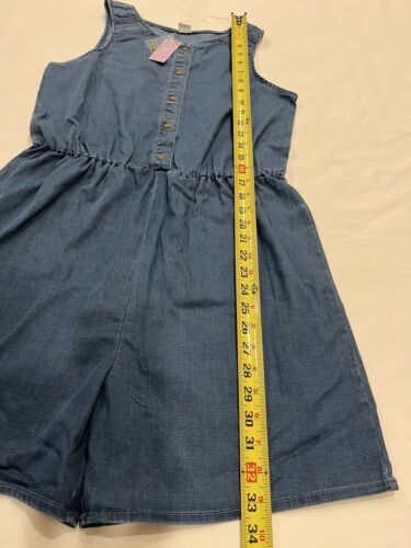 NWT Girls Evsie Blue Soft Denim Sleeveless Jumper Shorts Romper Girls XL 13/14 - Picture 4 of 12