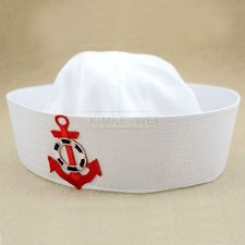 White Sailor Navy Hat Cap with Anchor for Fancy Dress