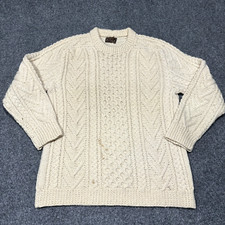 Gaeltarra Handknit Sweater Womens Sz 38 Wool Cable Knit Fisherman Ivory Ireland