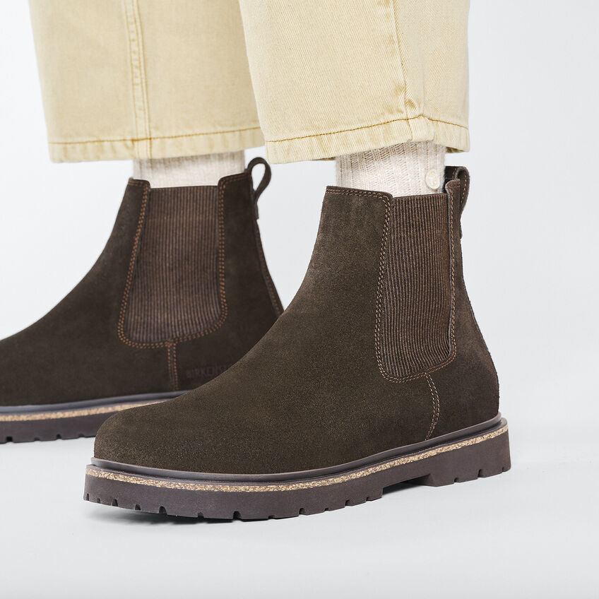 BIRKENSTOCK HIGHWOOD SLIP ON MEN MOCHA SUEDE REGULAR/WIDE WIDTH