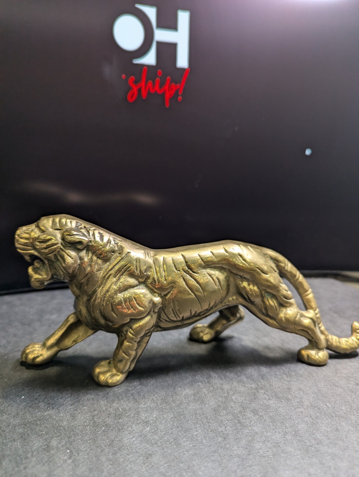 Bengal Tiger Brass Sculpture Angry Forest King. Made In Rebublic of China