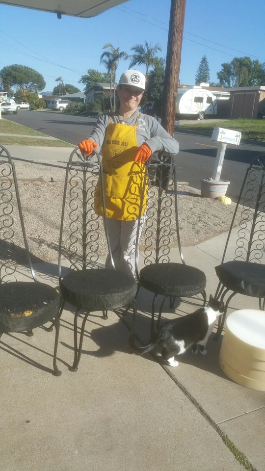 5 Vintage MCM Saleterini? High Back Wrought Iron Dining Set Chairs Super Stylish - Image 2 of 4