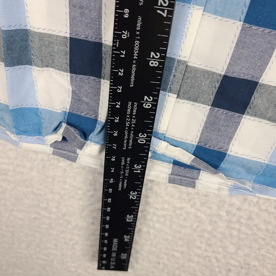 Toscano Shirt Mens Large Blue White Check Plaid Cotton Dress Button Up - Image 4 of 4