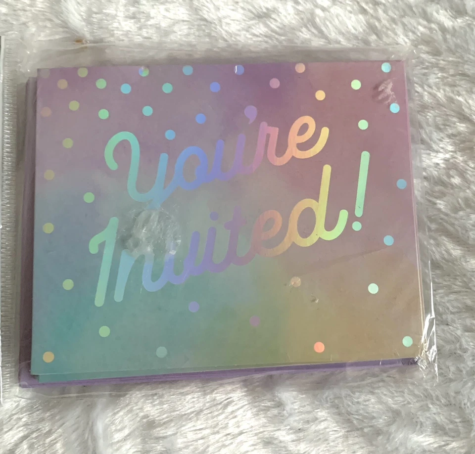 🌷НОВАЯ упаковка из 8 радужных сложенных пригласительных карт «Вы приглашены» - Изображение 2 из 4