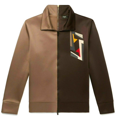 Fendi Logo Iconic 2 IN1 Bomber Track Jacket College Blouson Sweater Jacket L