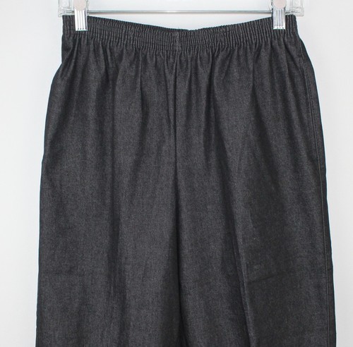 ALFRED DUNNER Women's Black Denim Pull-on Capri Pants SZ 8 Elastic Waist Pockets - Picture 3 of 8