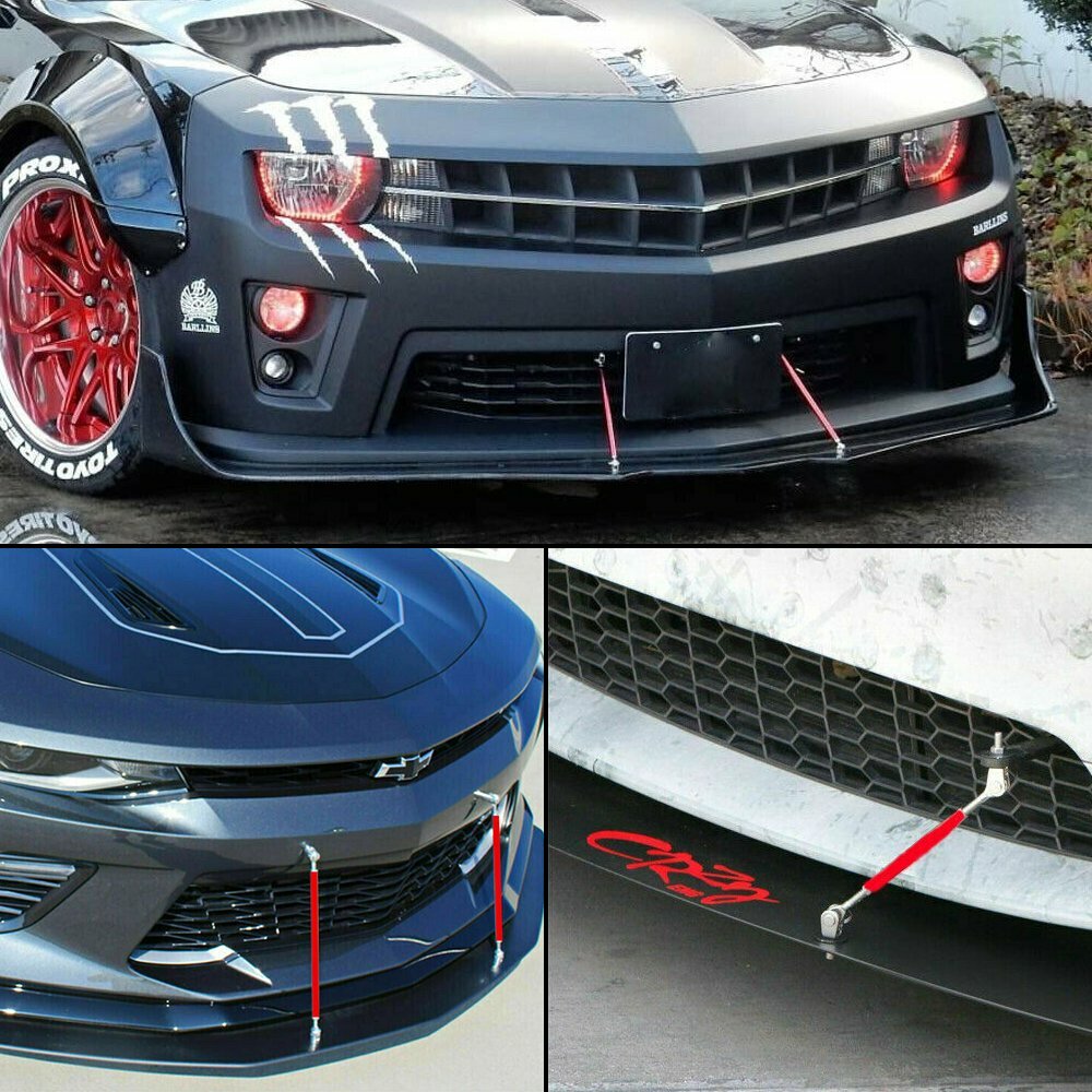 For Chevy Camaro Chevrolet 15-20 Front Bumper Lip Spoiler Splitter + Strut Rods