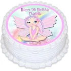 Fairy Princess Round Edible Icing Cake Topper - PRE-CUT