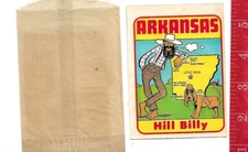 Vintage travel water decal Arkansas Hill Billy Bloom Brothers
