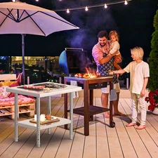 HOMIFLEX 30" X 24" Stainless Steel Table 2 Shelves Metal Work Table Prep Table