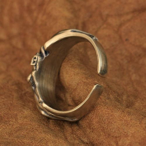 LINSION Brass Sexy Naked Beauty Skull Ring High Detail Mens Punk Jewelry BR185A - Picture 9 of 28