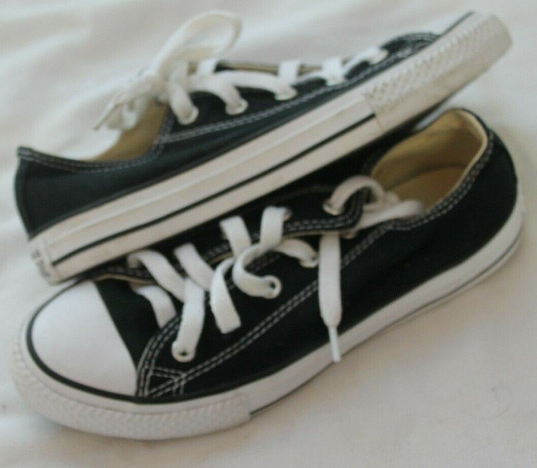 Converse all Star Youth Boys Shoes Size M Black Fabric Low Top