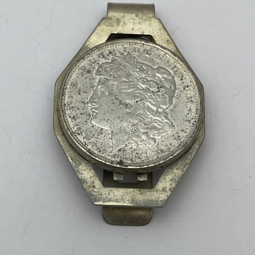 1921 MORGAN DOLLAR SILVER TONE MONEY CLIP