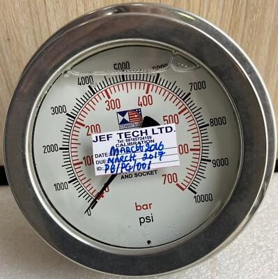 #ad Stewarts USA 0 10000 PSI 0 700 BAR 316 S S Pressure Gauge SERIAL# S 6756 🆕 $250.00