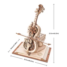 ROKR 3D Wooden Puzzle Magic Cello Mechanical Music Box Moveable Stem Funny Creat