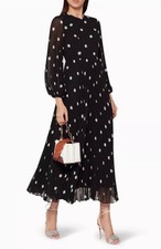 Zimmermann Dress Size 0 AU 6-8 US 2-5 Sunray Midi Pleated Polkadot Black Elegant