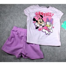 Girls Disney Minnie mouse shorts outfit white and purple size 5/6 NWT