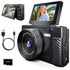4K Digital Camera for Photography, 64MP WiFi Vlogging Camera with 180  Flip S...