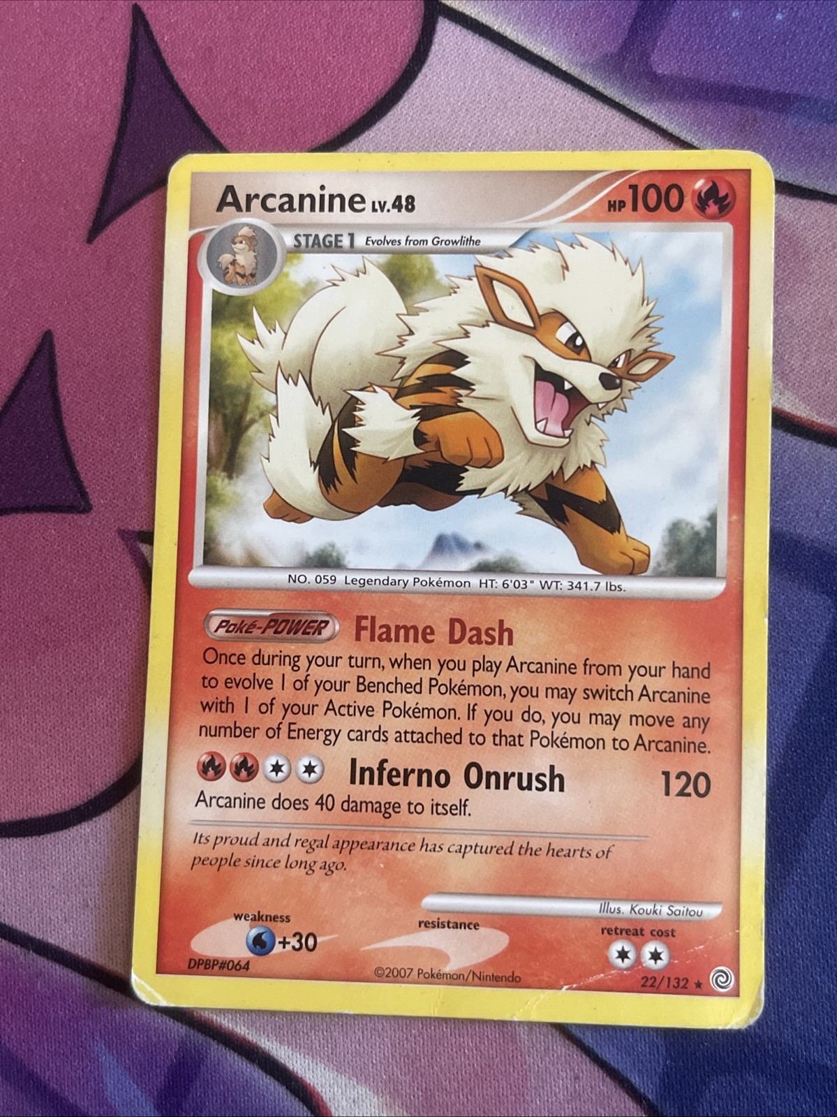 Arcanine 22/132 D&P  Secret Wonders Rare Pokemon Card 