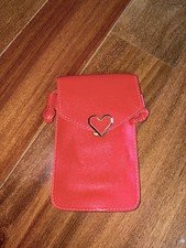 Red Cell Phone Pouch with Design and Strap New