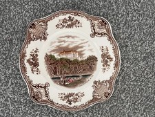 6 Johnson Bros Old Britain Castles Brown 7 5/8” Square Salad Plates