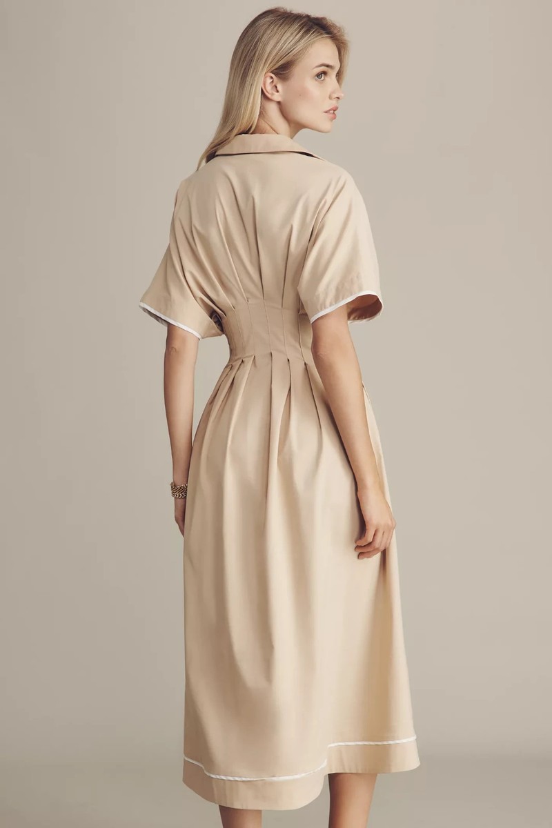 Anthropologie The Tobie Shirt Dress By Exquise Beige Light Sand Size L NWT Large | eBay Anthropologie The Tobie Shirt Dress By Exquise Beige Light Sand Size L NWT Large | eBay