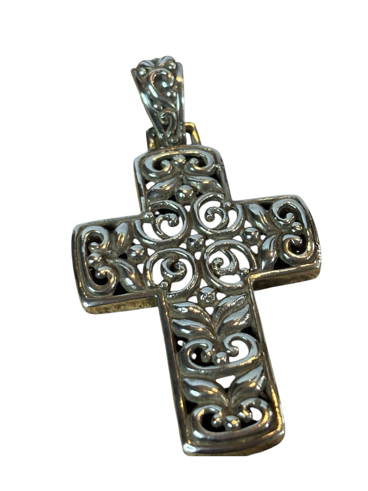 Large Sterling 925 Silver Scrollwork Filigree  Cr… - image 4