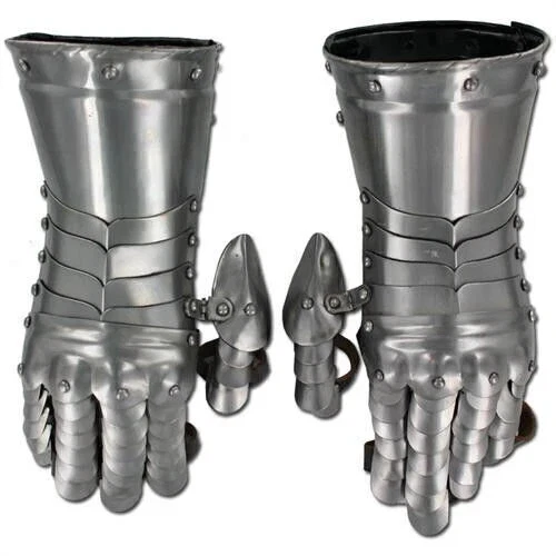 Medieval Templar Knight Gauntlets Functional Armor Polished Steel 18g Gloves