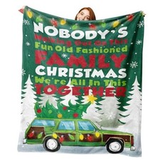 Vacation Classic Movie Flannel Blanket, Family Xmas Tree Throw Christmas