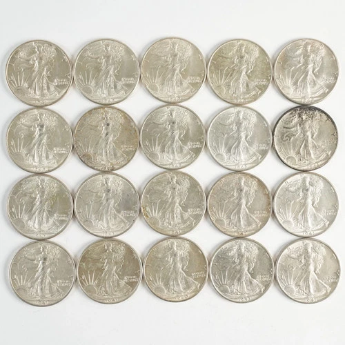 20x 1941 & 1942 BU Walking Liberty Half Dollars 50c 31508
