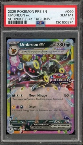 Pokemon Umbreon ex Prismatic Evolutions Surprise Bx. Exclusive #060 PSA 10