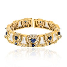 David Webb Collar Platinum & 18K Yellow Gold Diamond Sapphire Rock Crystal Choke