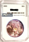 1923 Peace Dollar  Gem BU ++++ Beautiful Rainbow Toned Obverse