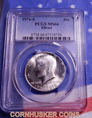 1976-S KENNEDY SILVER HALF DOLLAR PCGS MS66  BRIGHT  STRIKE  FREE SHIPPING