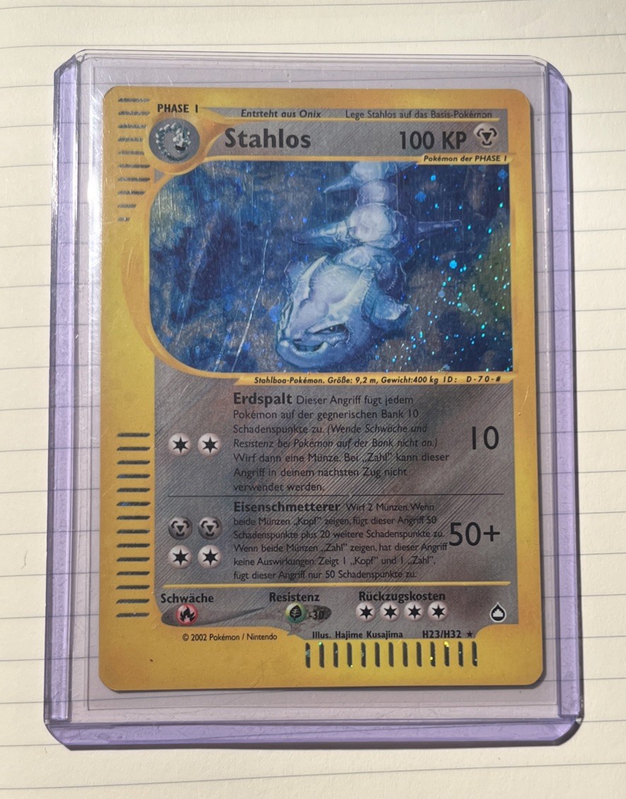 Stahlos H23 Holo Rare Pokemon Card Aquapolis Set NM SWIRL HOLO