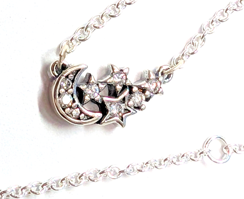 Authentic Pandora Necklace, Sparkling Moon and Star, #392991C01-45 | eBay