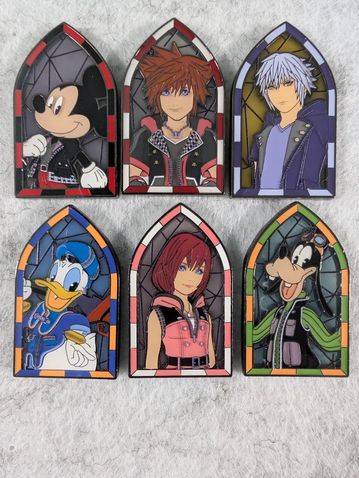 COMPLETE SET -Loungefly Disney Kingdom Hearts Stained Glass Blind Box Pin - NEW