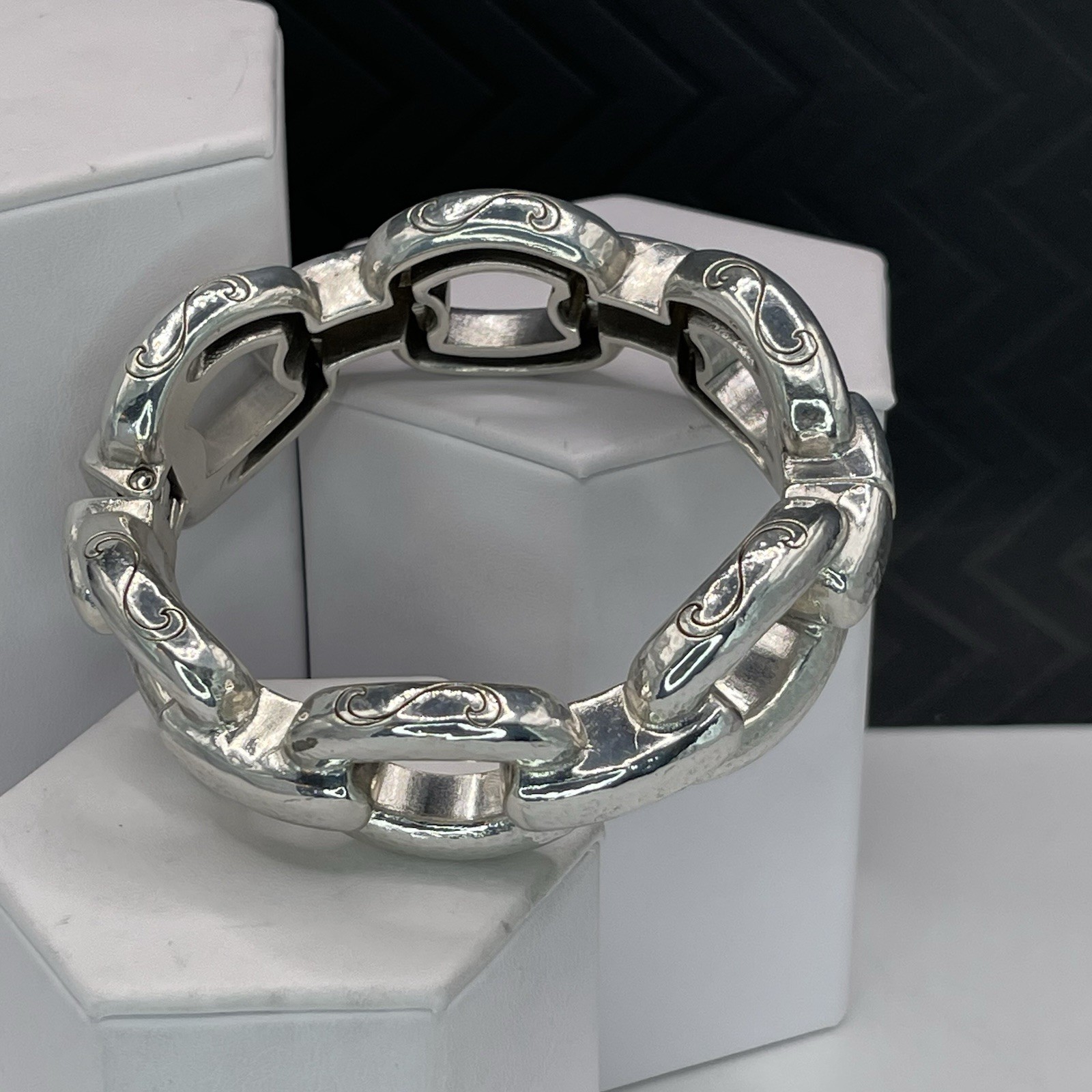 Brighton Interlocking Chunky Silver Tone Hinged B… - image 5