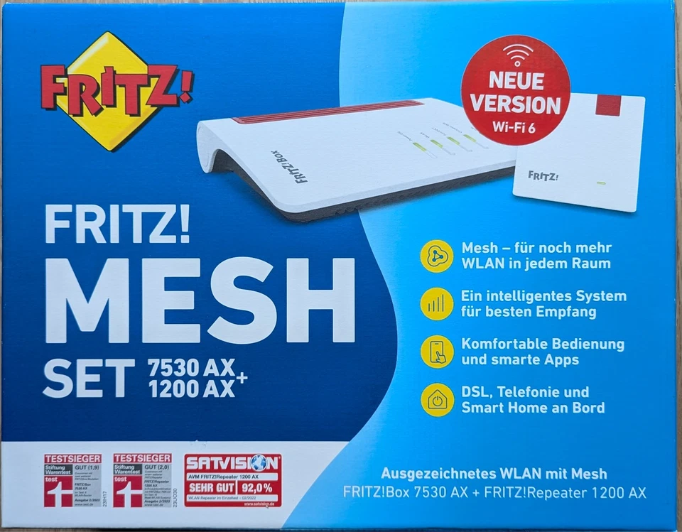 AVM FRITZ! Mesh Set Wi-Fi 6 Router-Box 7530 AX + Repeater 1200 AX - NEU&OVP