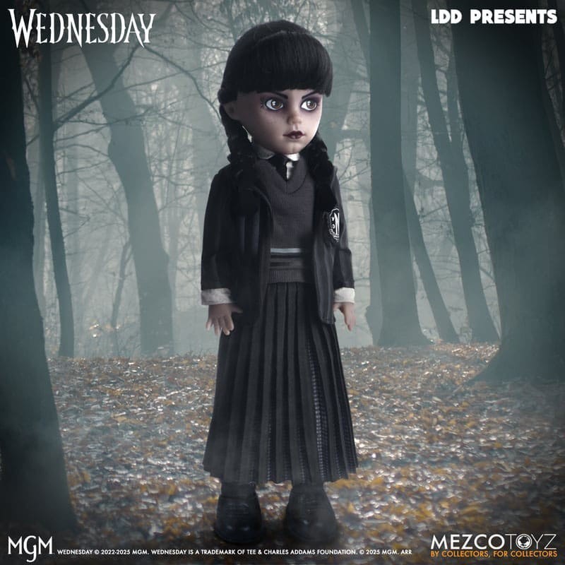 ADDAMS FAMILY Wednesday Nevermore Academy Uniform Living Dead Dolls Mezco - Immagine 3