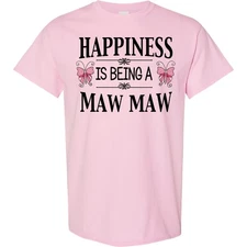 Inktastic Happiness Is Being A Maw Maw With Butterflies T-Shirt Family Grandma