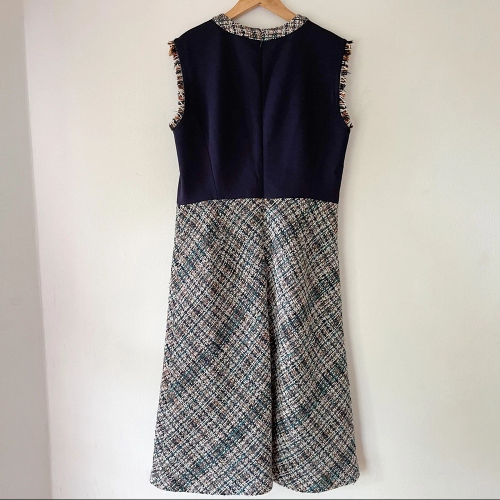 Abito a tubino Tory Burch tweed donna 10 testurizzato scuro accademia classico carriera nuovo con etichette