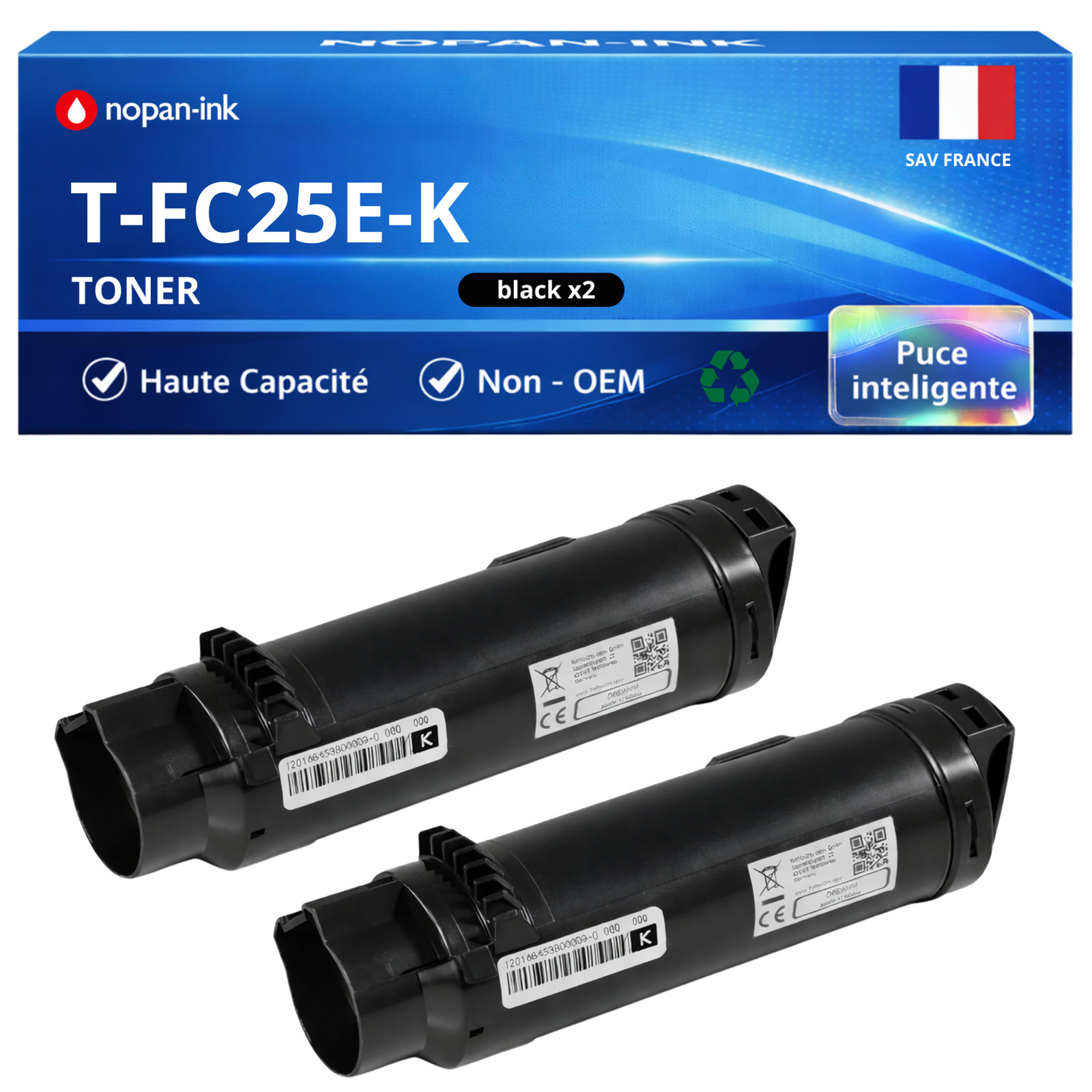 Toner noir T-FC25 compatible Toshiba pack de 2 pour réussir vos dossiers de télétravail
