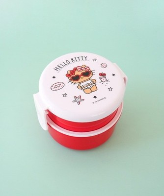 Sanrio Characters Hello Kitty Round Lunch Box 2-Tier ''Summer Days'' Red JP LTD