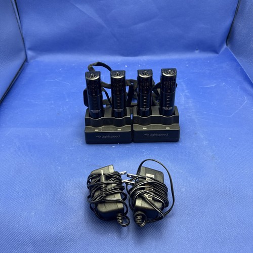 Lof of 4 RedMike Lightspeed TX-RMt2-A W/ Charger Base Rmcc And Adapter